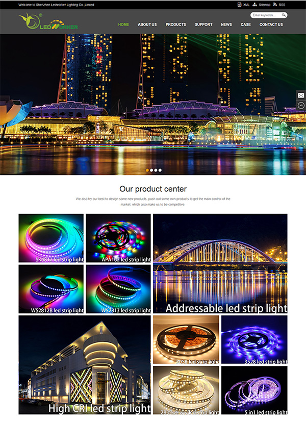 LED灯条灯带外贸网站制作：欧美英文网站设计！